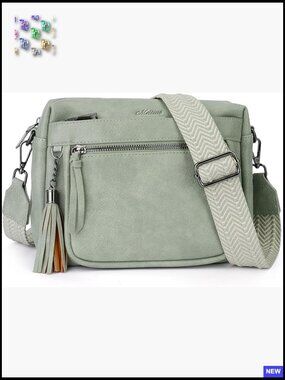 Crossbody Bag Vegan Leather Multi Pockets Shoulder Handbag with Tassel Trendy